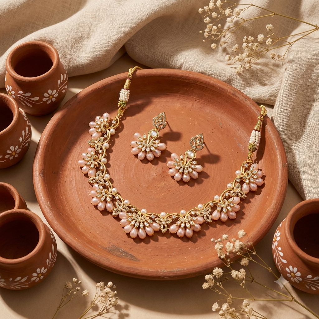 Parnika Pearl Kundan Necklace Set