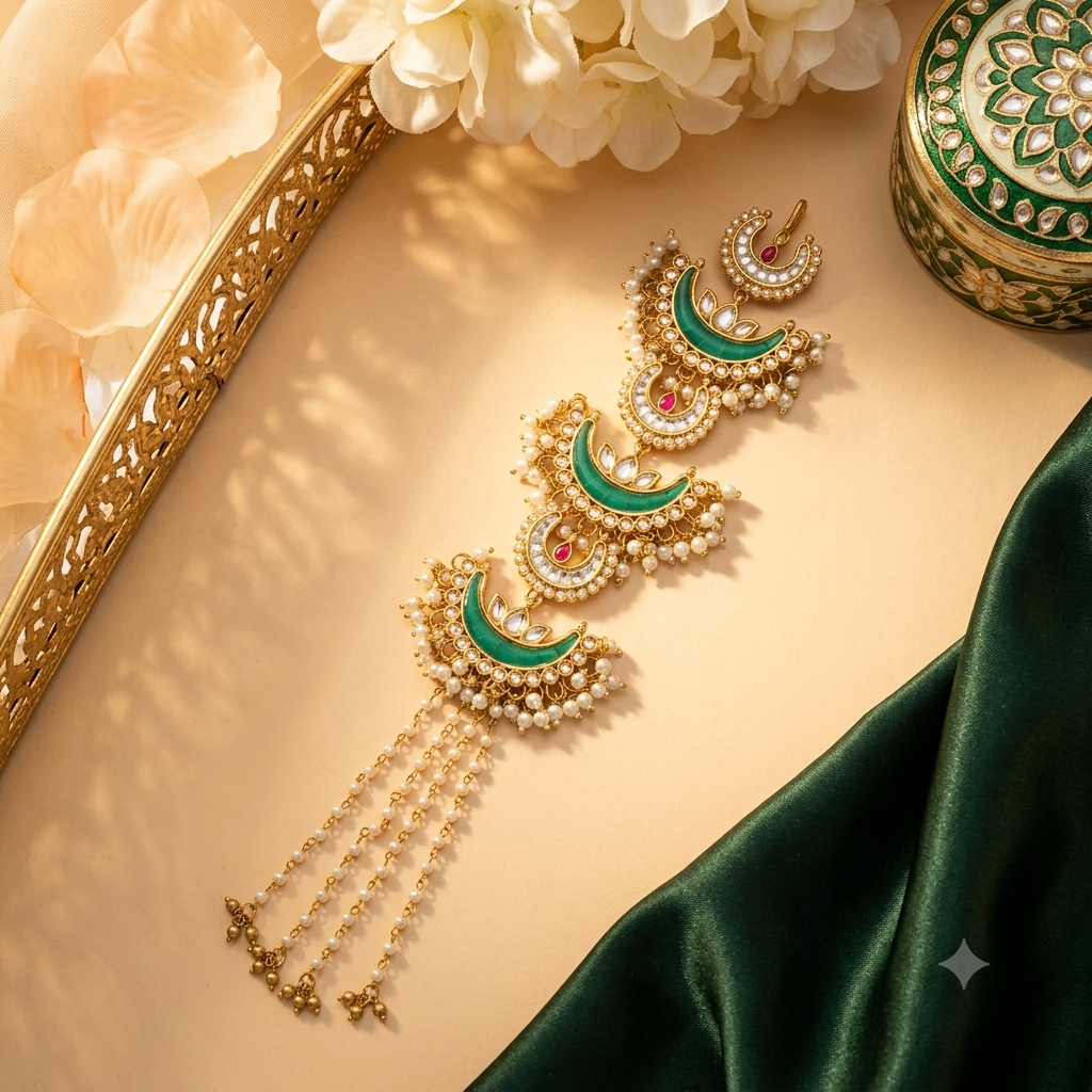 Aarohi Crescent Kundan Hair Chain