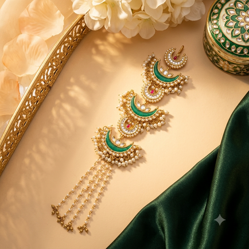 Aarohi Crescent Kundan Hair Chain