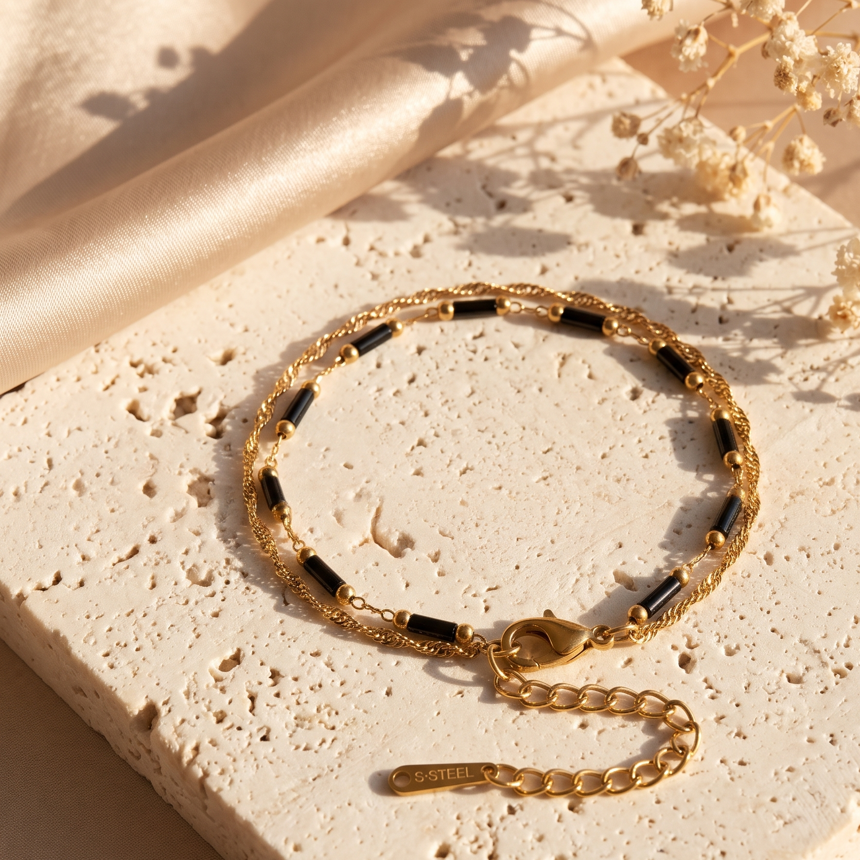 Onyx Luxe Double-Chain Bracelet