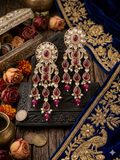 Ruby Long Pearl Kundan Earrings