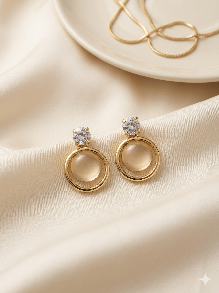 Pearl Circle Stud Earrings