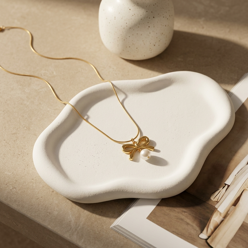 Pearlora Bow Charm Necklace