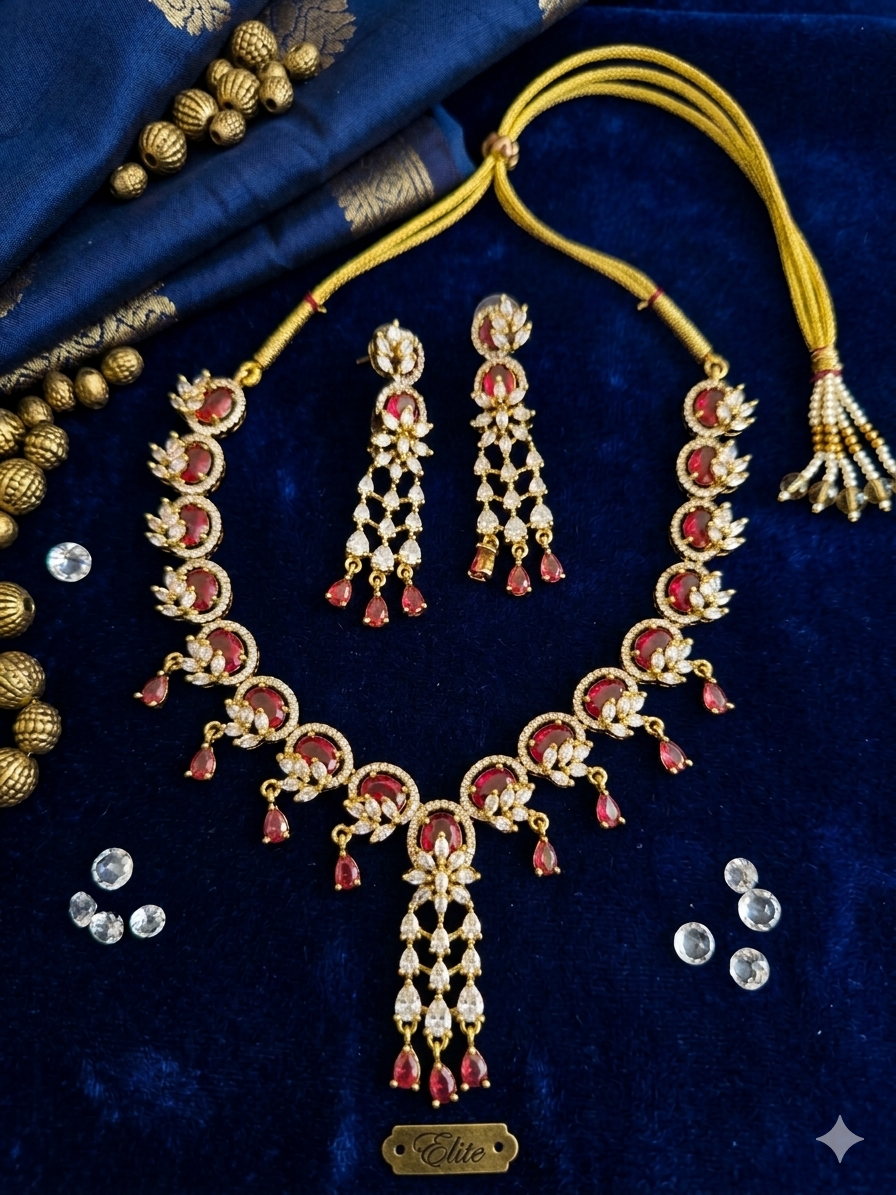 Ruby Leher Diamond Necklace Set