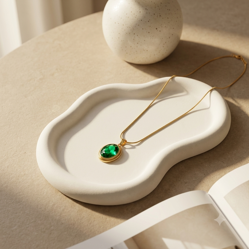 Zaria Emerald Glow Pendant Necklace
