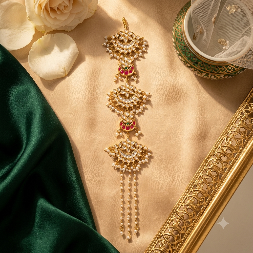 Meher Chand Kundan Hair Chain