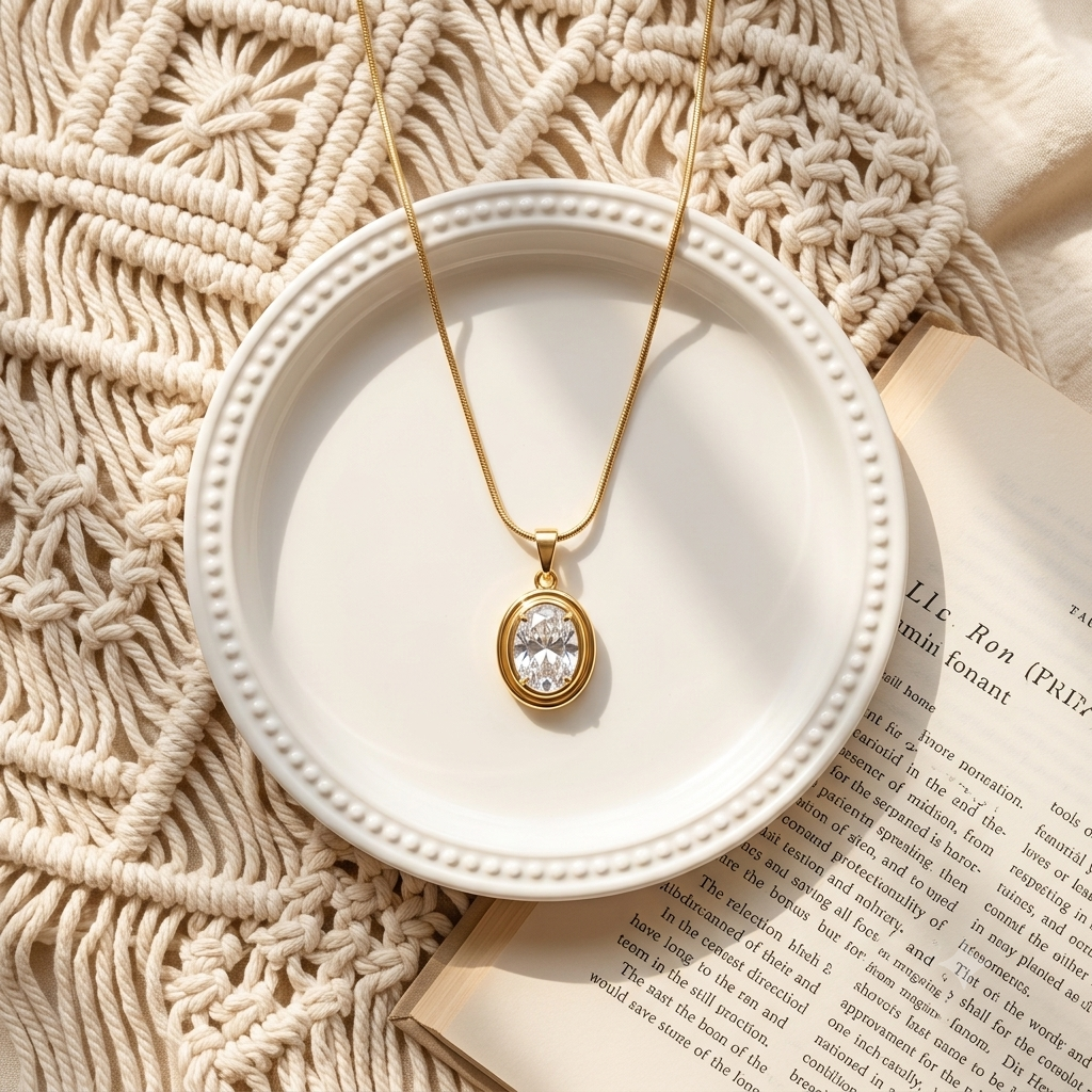 Aurelia Oval Crystal Pendant Necklace