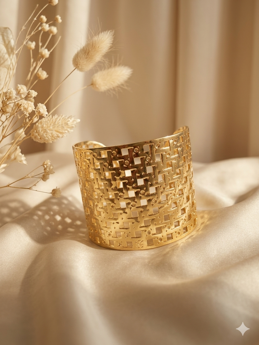 Gold Lattice Cuff Bracelet