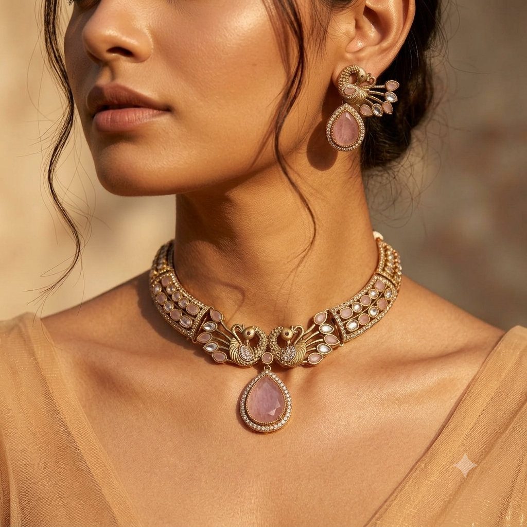 Mayura Rose Kundan Necklace Set