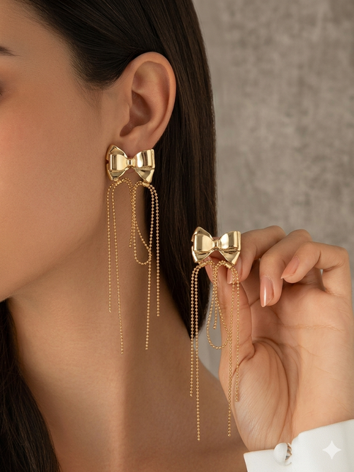 Bow Chain Drop Earrings