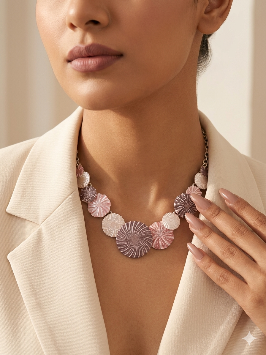 Purplish Spiral Necklace Set