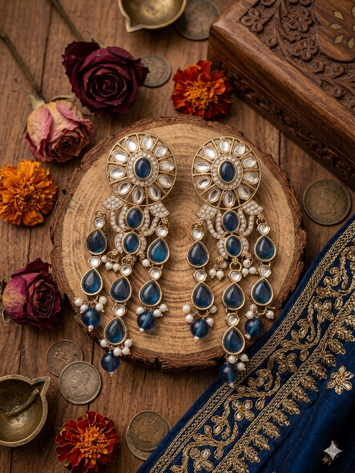 Blue Pearl Long Earrings
