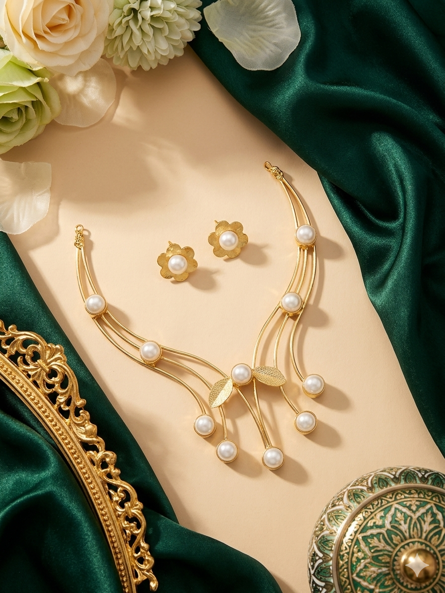 Pearl Flowy Necklace Set