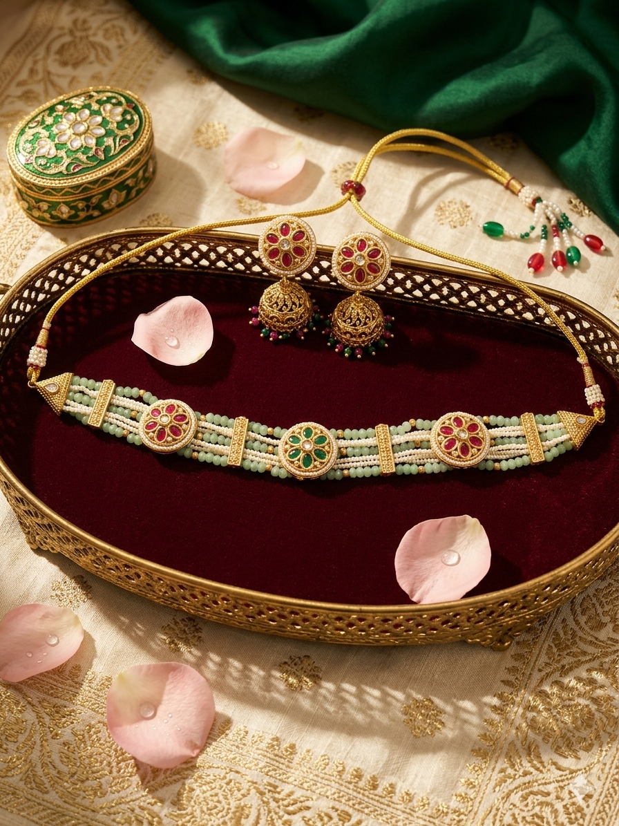Pastel Phool Meenakari Choker Set