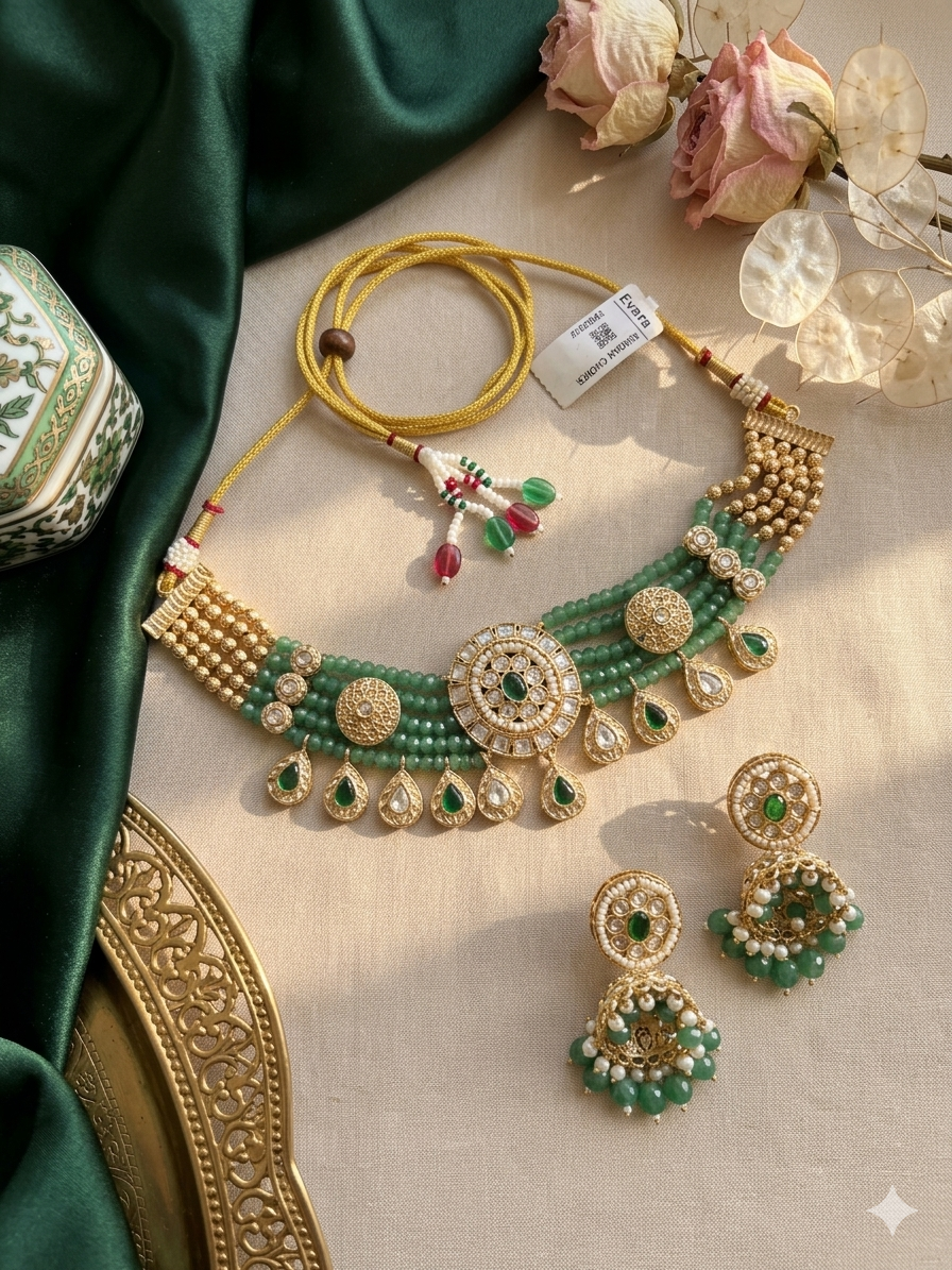 Emerald Aadhya Kundan Choker Set