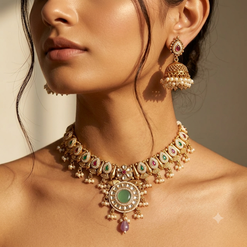 Tarana Kundan Choker Necklace Set