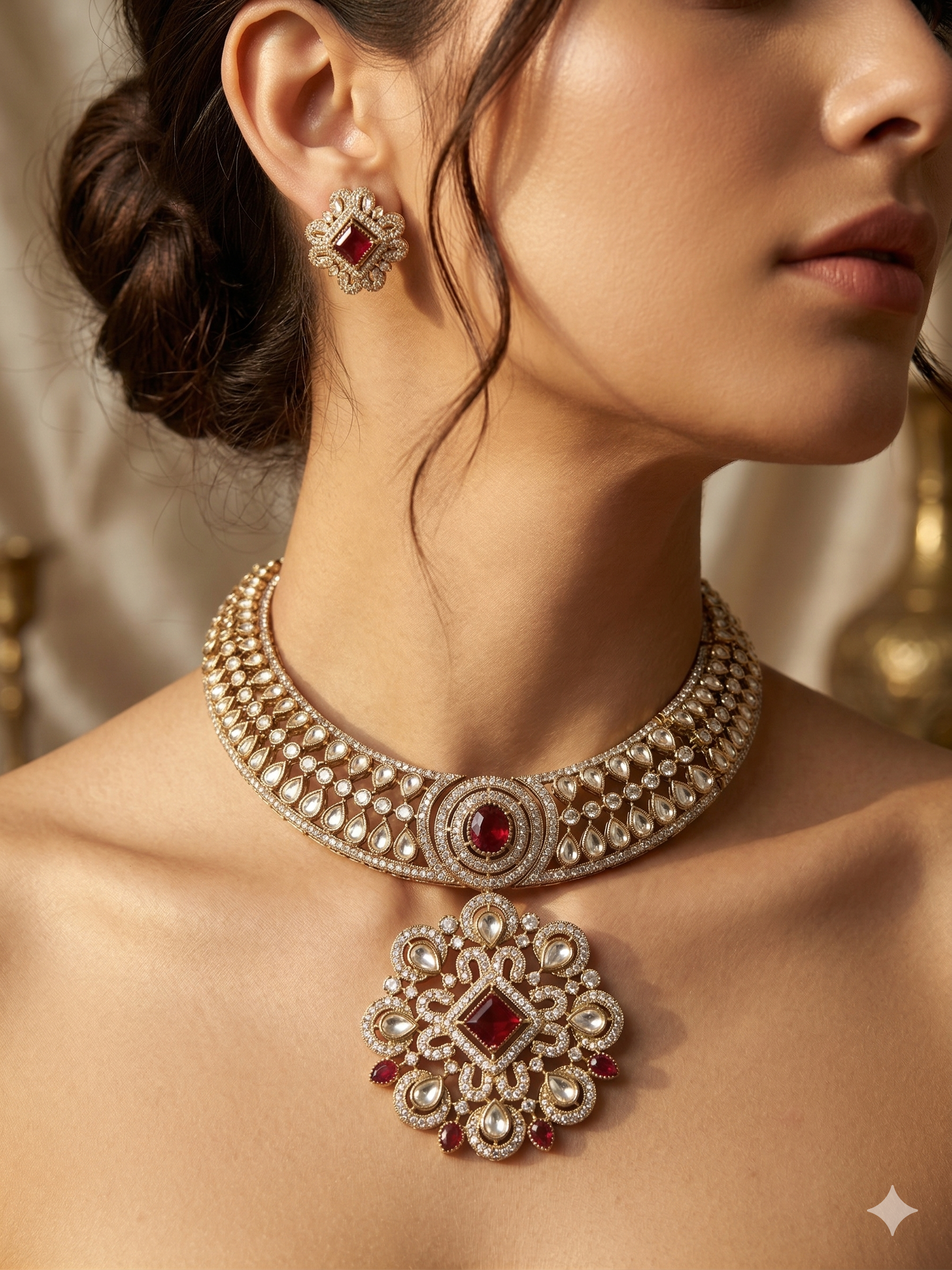 Ruby Rajshree Kundan Collar Necklace Set