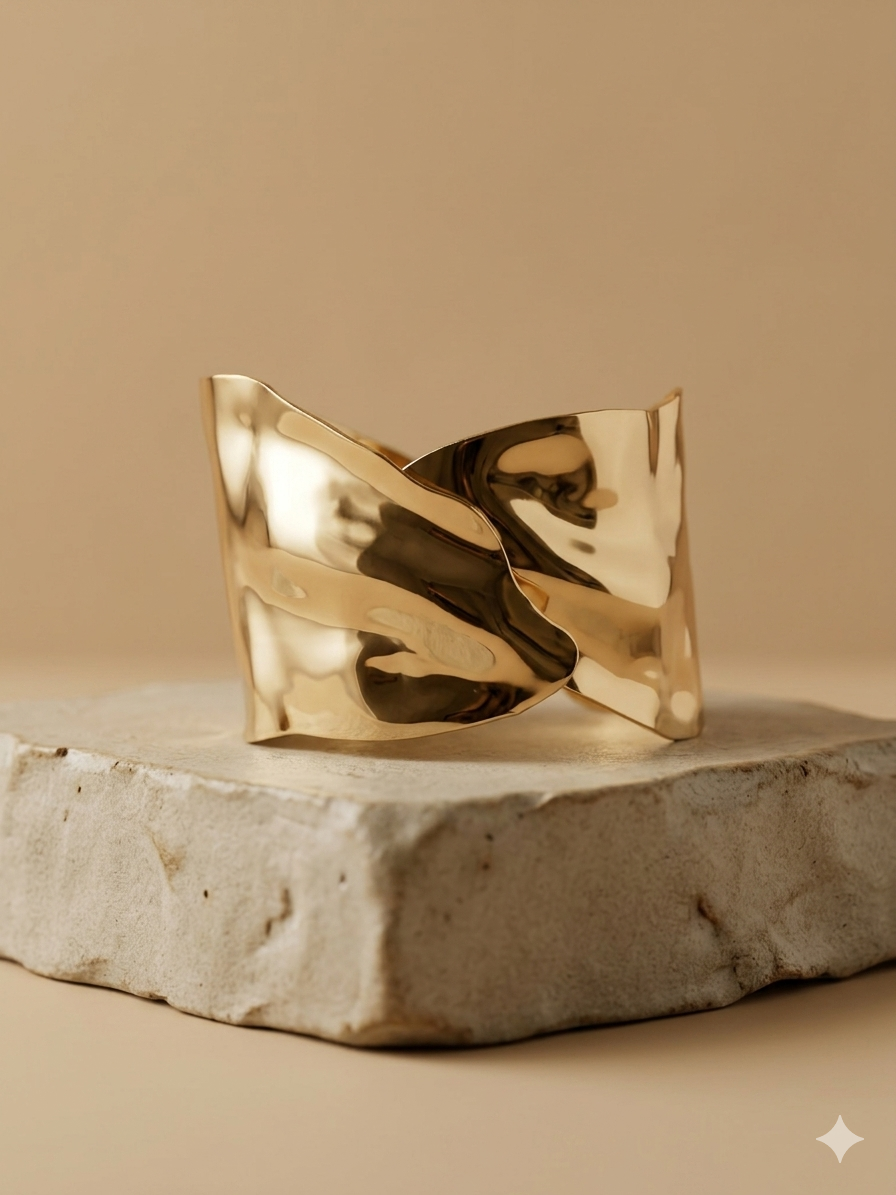 Luna Wave Gold Cuff Bracelet