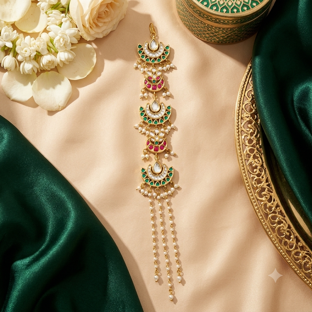 Ishani Crescent Kundan Hair Chain