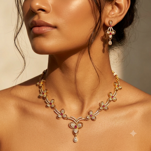 Aarya Butterfly CZ Necklace Set