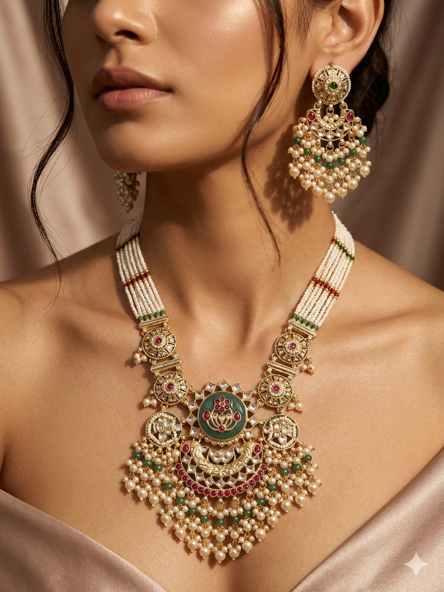 Maharani Meher Pearl Kundan Haar Set
