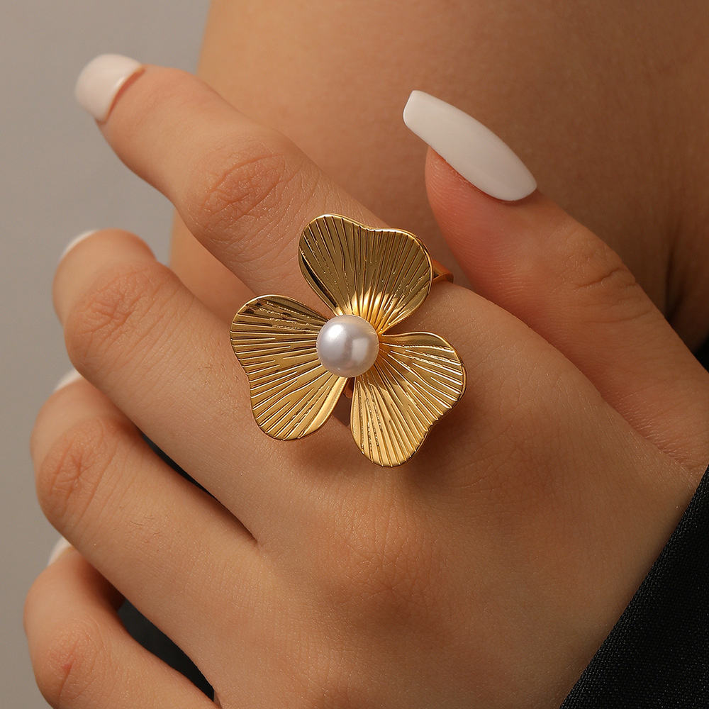 Pearl Blossom Adjustable Ring