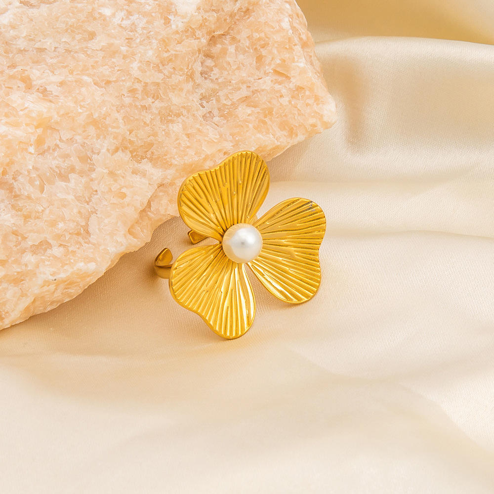 Pearl Blossom Adjustable Ring