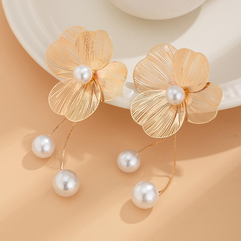 Floral Pearl Drop Earrings