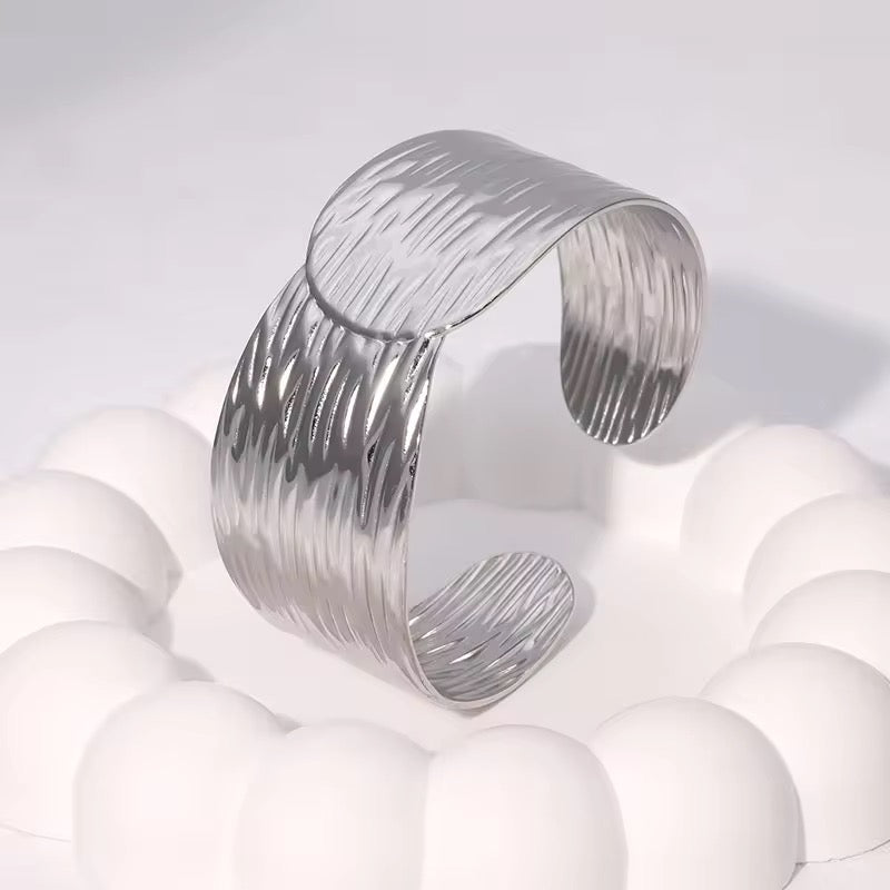 Silver Texture Cuff Bracelet