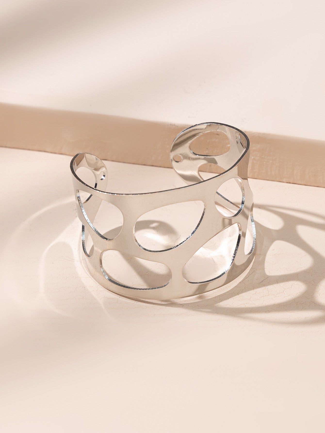 Silver Cutout Cuff Bracelet