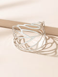Silver Wave Cutout Cuff Bracelet
