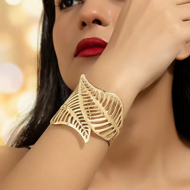 Gold Leaf Wrap Cuff Bracelet
