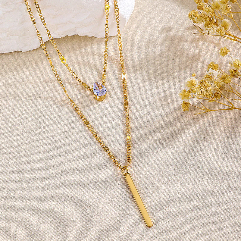 Layered Drop Bar Necklace Set