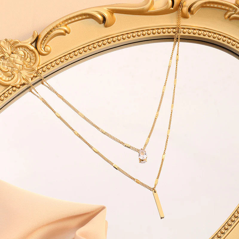 Layered Drop Bar Necklace Set
