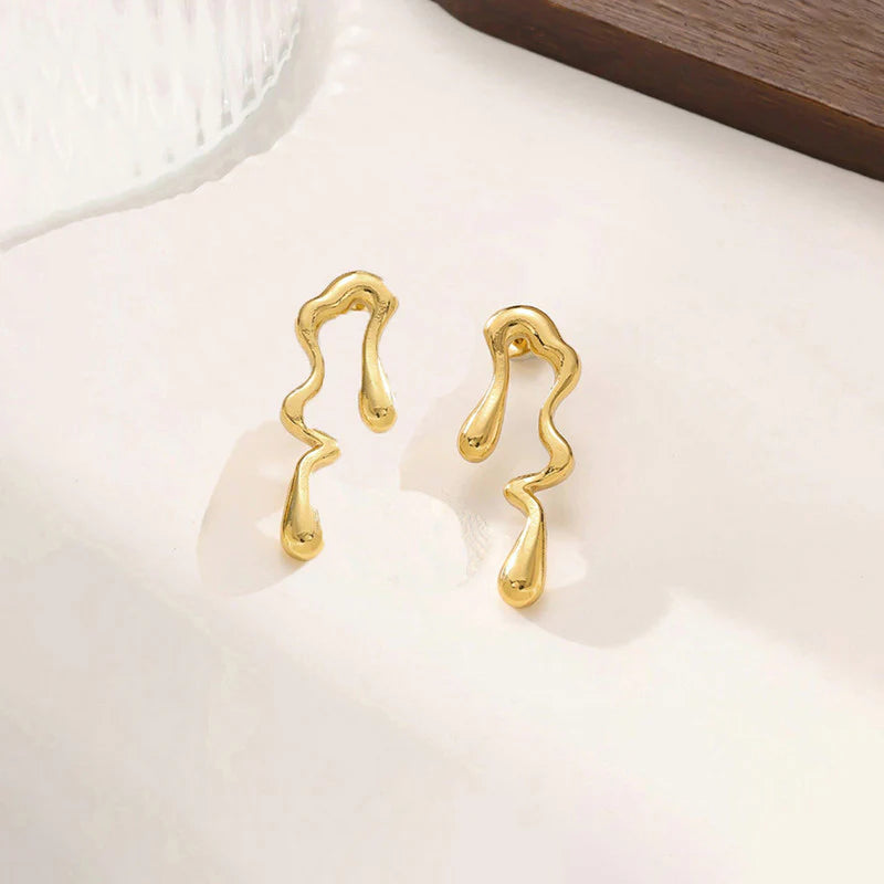 Gold Drip Stud Earrings