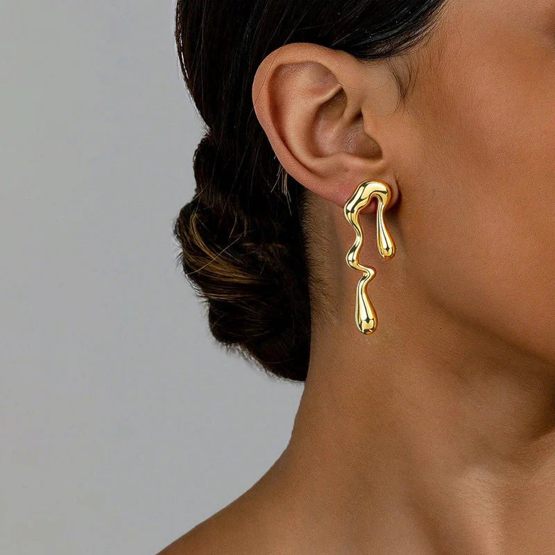 Gold Drip Stud Earrings