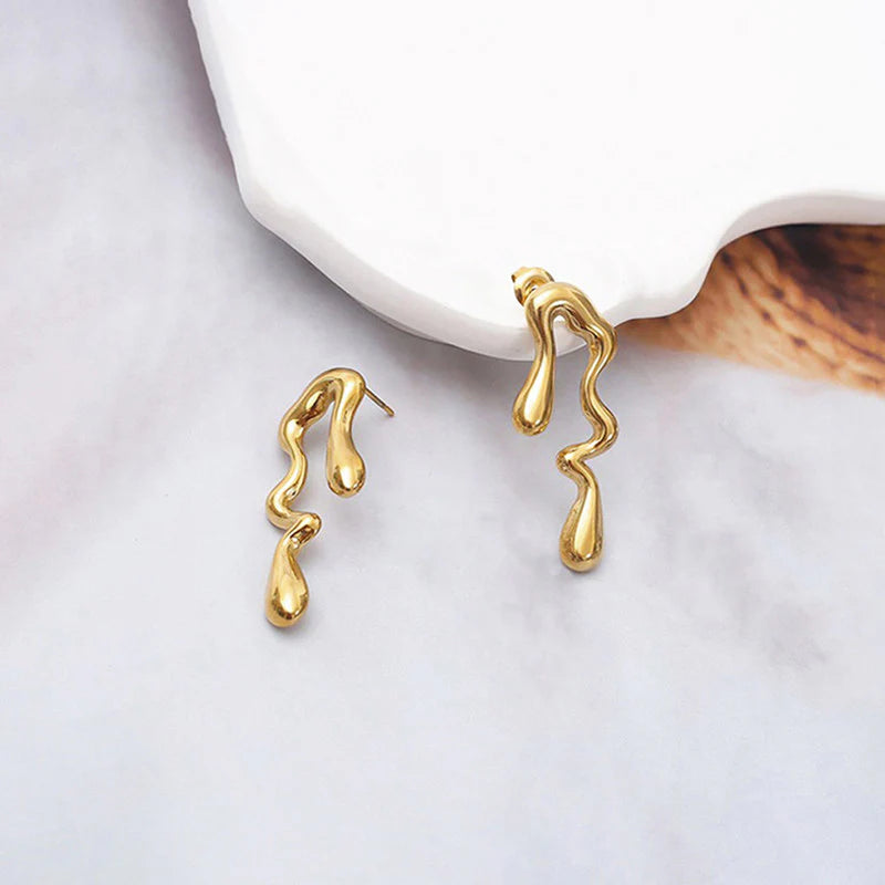 Gold Drip Stud Earrings