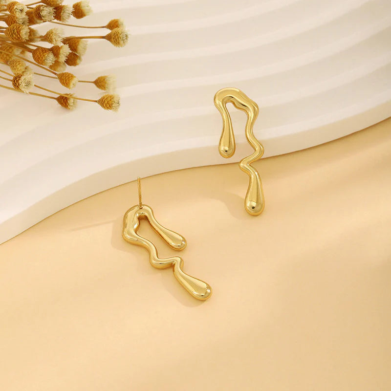 Gold Drip Stud Earrings