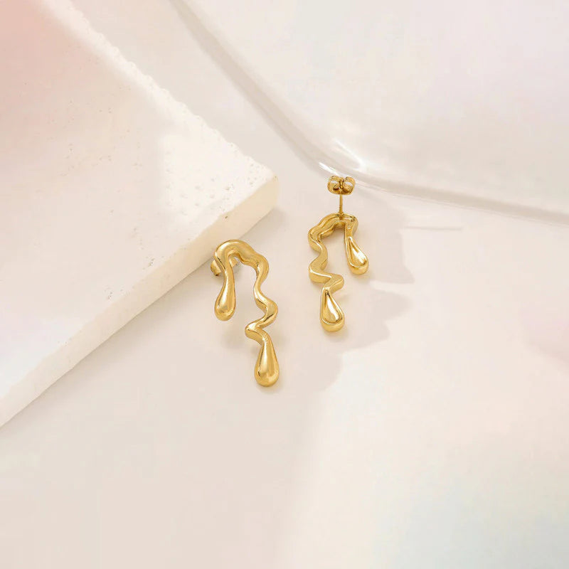 Gold Drip Stud Earrings