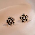 Black floral earrings